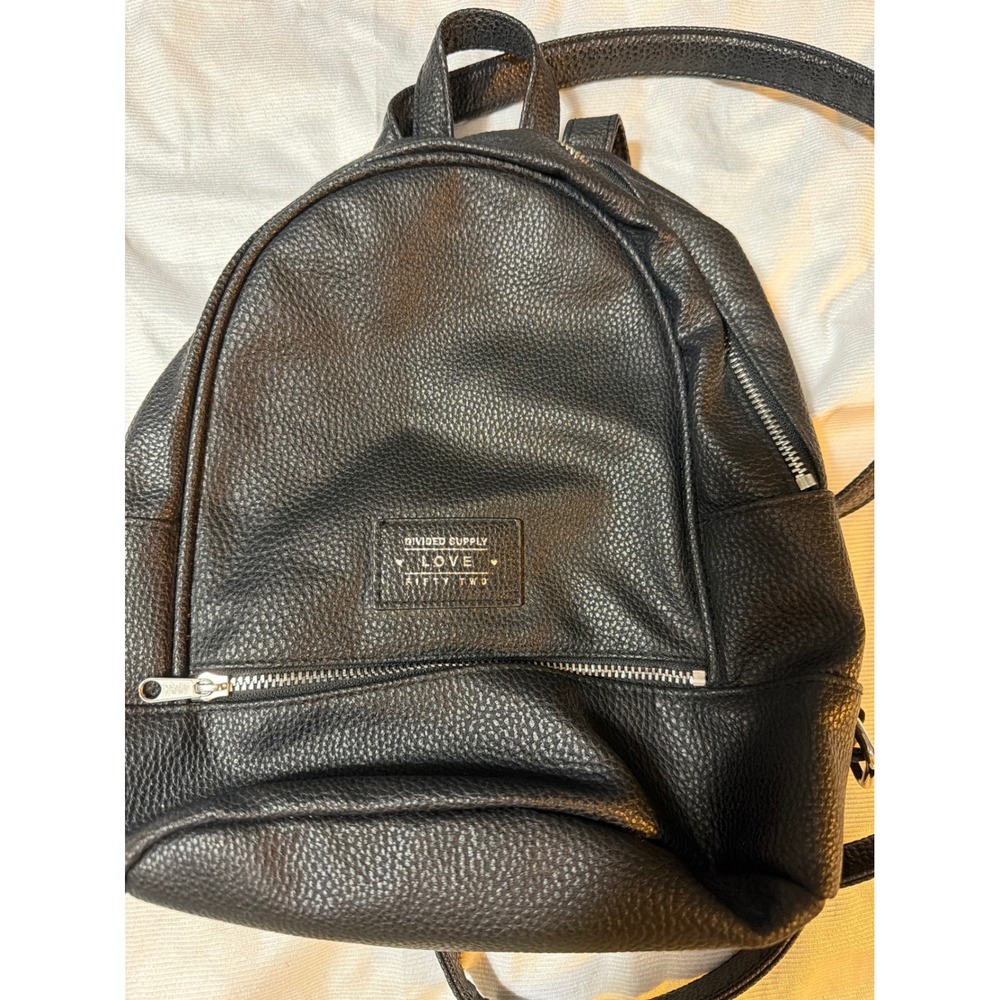 Divided Supply H&M Black Pebbled Faux Leather Mini Backpack Adjustable Straps
